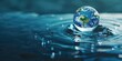 planet earth inside a drop of water, Cinematic, 50mm lens, f/2.8, accentuation, global illumination 