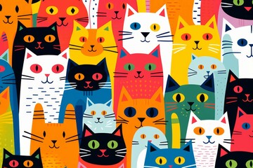 Wall Mural - cats and kittens drawing kit for kids