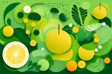 abstract green pattern with fruit