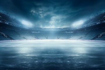 Wall Mural - ice rink stadium background psd with snow