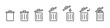 Bin icon set. Trash, garbage, waste icons collection. Bin, bucket symbols vector outline icons