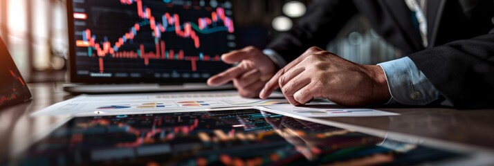 Poster - Market analysis and trading concept on computer screens