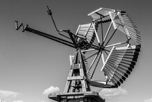 Wooden Fan Windmill In Black And White