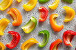 pattern of sliced ​​colorful peppers
