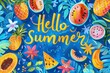 Fruity 'Hello Summer' illustration with vibrant colors