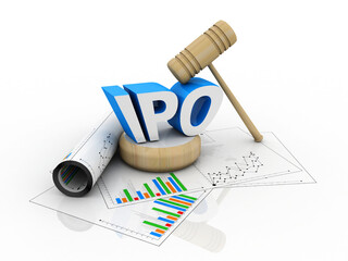 Sticker - 3d rendering initial public offering