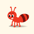 Cute Ant cartoon vector illustration.Happy red ant character doodle flat style