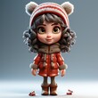 A cute animated girl character dressed in warm winter clothing