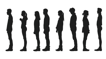 Wall Mural - silhouette of persons isolated