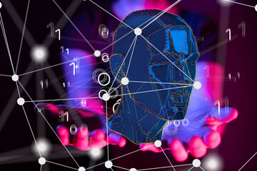Poster - Human head with network plexus structure
