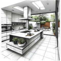 Wall Mural - Luxury kitchen with a cutting edge modern design