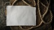 © Ailee Tian - A top view of blank slip of paper with thin rope on the table. Generated by artificial intelligence.