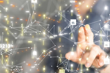 neural network 3d illustration. big data and cybersecurity