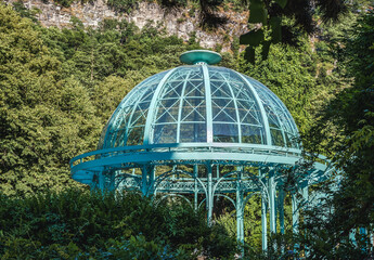 Sticker - Pavilion with mineral water fountain spring in Borjomi resort town, Samtskhe-Javakheti region, Georgia