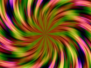 Poster - Vortex and rays with green and pink colors - abstract graphic with effect of depth of space, motion, rotation, blur and mixing colors. Topics: texture, pattern, abstraction, background, computer art