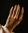 Female hand with manicure on black background	