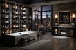 Modern bathroom design with sleek mirror and integrated lighting for luxurious ambiance