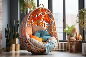 Wall Mural - Colorful chair cocoon in a modern living room in interior concept