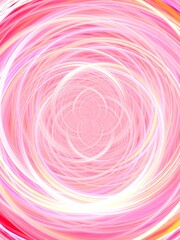 Poster - Background with vortex with circle shapes and pink, white and yellow - abstract graphic with effect of depth of space, motion, rotation, blur, mixing colors, infinity. Topics: texture, computer art