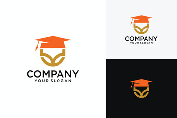 Education Logo Template. Graduation Hat and People Logo Design. Education logo. Student hat vector logo isolated. Learn logotypes by learning to write. Education icon.