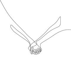 Wall Mural - Single continous line art of holding hands