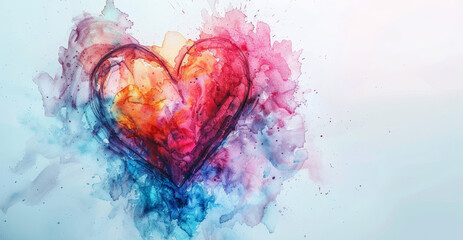 Poster - a heart drawn in watercolor