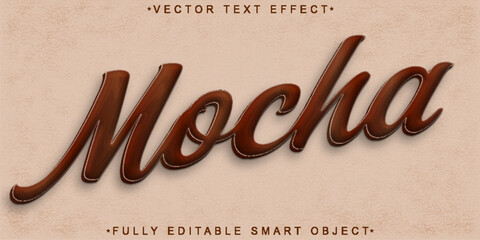 Poster - Brown Coffee Mocha Vector Fully Editable Smart Object Text Effect