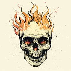 Wall Mural - a skull with flames on its head