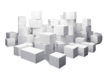 Wall Mural - White boxes background dark 3D splay rendering cube poduim white cube box floor dark wall light room interior background template pattern abstract design modern shadow texture decoration