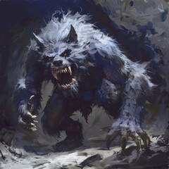 Wall Mural - a werewolf with sharp teeth