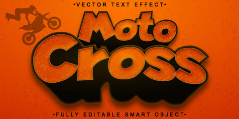 Wall Mural - Cartoon Orange Moto Cross Vector Fully Editable Smart Object Text Effect