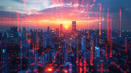Poster - Global Connectivity: Network Hubs Illuminated at Dusk