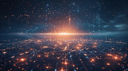 Poster - Global Connectivity: Network Hubs Illuminated at Dusk