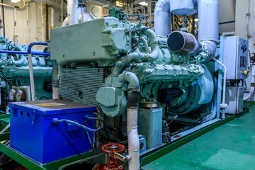 Wall Mural - Marine engine. Diesel generator. Engine room interior.