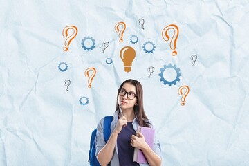 Wall Mural - Collage of young student studying with books