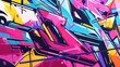 © Khalida - Abstract urban street art graffiti style vector illustration template background in colorful cyber metaverse theme.