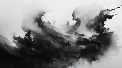 Wall Mural - Black ink wash painting of a landscape with Japanese oriental style.