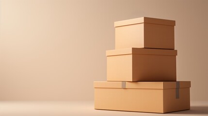 Three Cardboard Moving Boxes Stacked