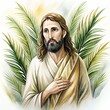 Jesus Palmsonntag - Christliche Ostern - Aquarell Watercolor Art