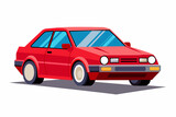 Fototapeta  - Modern Red car, Vector art, Illustration, White Background