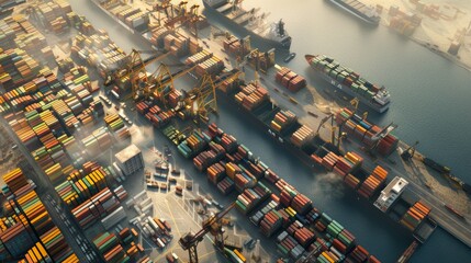 Wall Mural - Container ship arriving in port, container ship loading at deep sea port, Logistic business.