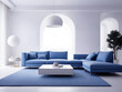 Sala azul elegante y contemporánea 
