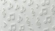 Elegant musical notes poised on pure white, a silent symphony in flat lay, awaiting your creative touch