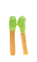 Poster - biscuit sticks with cream isolated