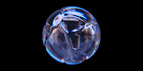 Poster - Abstract fractured dispersion glass sphere on black background. Broken crystal ball. 3d rendering