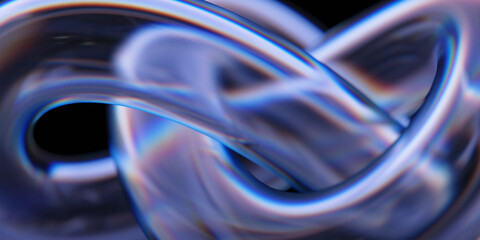 Poster - abstract background with transparent knotted tube. 3d rendering of realistic glass with refraction a