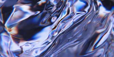 Poster - fractured ice surface with refraction and dispersion effect. transparent glass abstract background. 