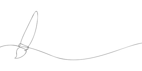 Poster - A single line drawing of a paintbrush. Continuous line paintbrush icon. One line icon. Vector illustration