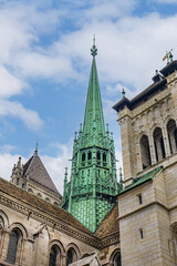 Wall Mural - St. Peter's Cathedral (Cathedrale St-Pierre, 1160 - 1252) is a partly Romanesque and partly Gothic church. Cathedral was rebuilded several times. GENEVA, SWITZERLAND.