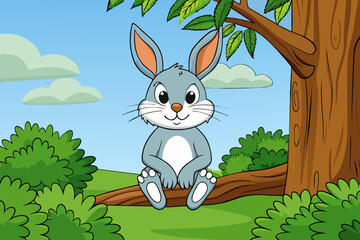 rabbit sit on the tree  background